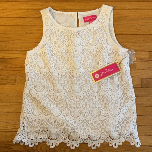 Lilly Pulitzer For Target White Crochet Lace Tank Top - NWT - Picture 3 of 7